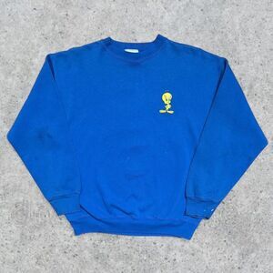 Vintage 90s Velva Sheen Warner Bros Looney Tunes Tweety Bird Crewneck Sweatshirt